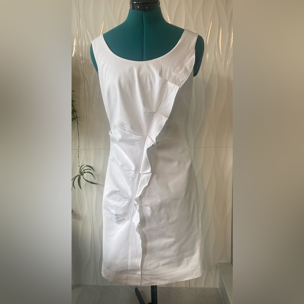 ETCETERA White cotton back zip ruffle sundress